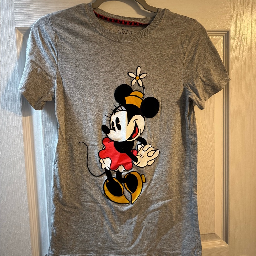 Disney Gray Tee with Minnie Mouse in Red and Yellow